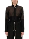 Rick Owens Sheer Fabric Cropped Bomber Jacket In Black