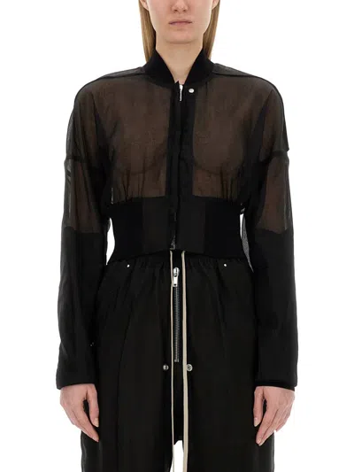 Rick Owens Cotton Bomber Jacket In Black