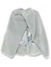 Rick Owens Short Masto Cape With Faux Fur Texture In Blue