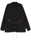Rick Owens Collar Point Sleeves Long Drawstring Zip In Black