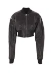 Rick Owens Cropped Black Bomber With Fitted Silhouette In Black