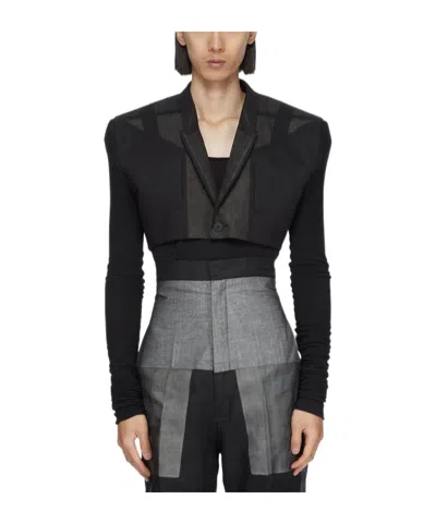Rick Owens Cobra Micro Tatlin Cropped Blazer In Black