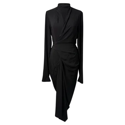 Rick Owens Cocoon Midi Dress In Black Acetate
