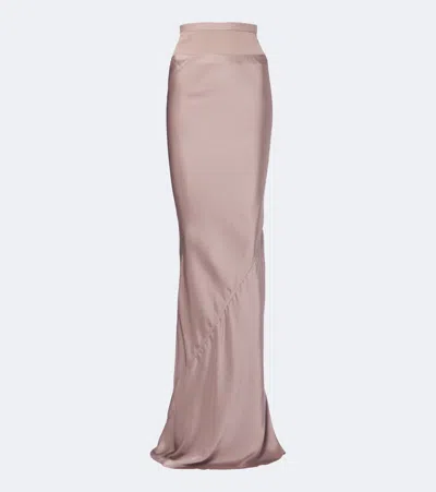 Rick Owens Coda Satin Maxi Skirt In Pink