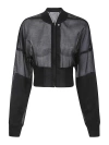 Rick Owens Women's Collage Sheer Cotton Crop Bomber Jacket In Black