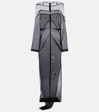 Rick Owens Collage Tulle And Chiffon Gown In Black