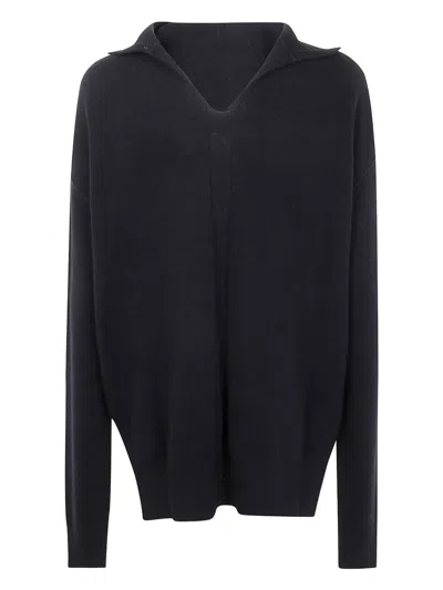 Rick Owens Collared Cashmere Sweater In Black