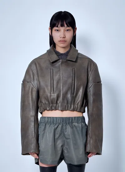 Rick Owens Collared Mac Bomber Jacket In Gray