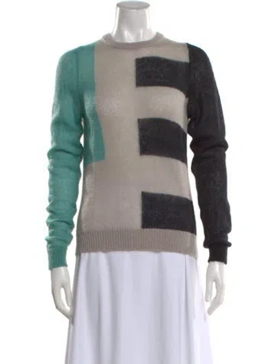 Pre-owned Rick Owens Colorblock Pattern Crew Neck Sweater In Neutral