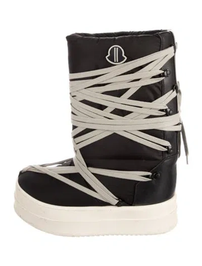 Pre-owned Rick Owens Colorblock Pattern Leather Trim Embellishment Rain Boots In Black