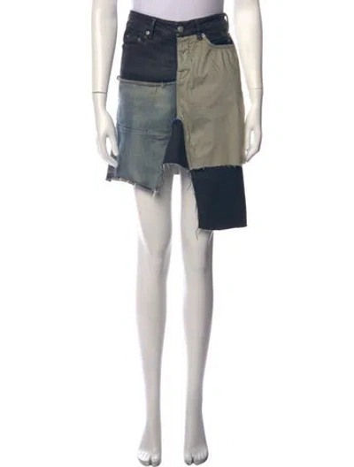 Pre-owned Rick Owens Colorblock Pattern Mini Skirt In Blue