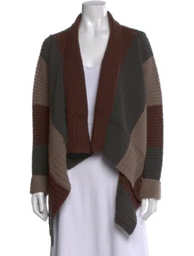 Pre-owned Rick Owens Colorblock Pattern Open Front Sweater In Brown