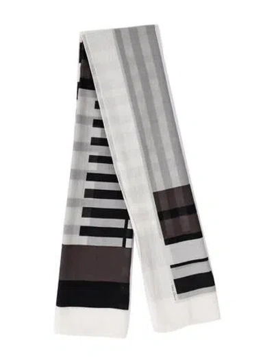 Pre-owned Rick Owens Colorblock Pattern Scarf In Neutrals/white
