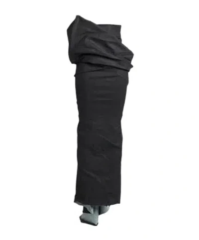 Rick Owens Colorful Denim Midi Skirt In Black
