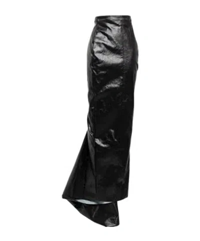Rick Owens Colorful Denim Ruffled Midi Skirt In Black