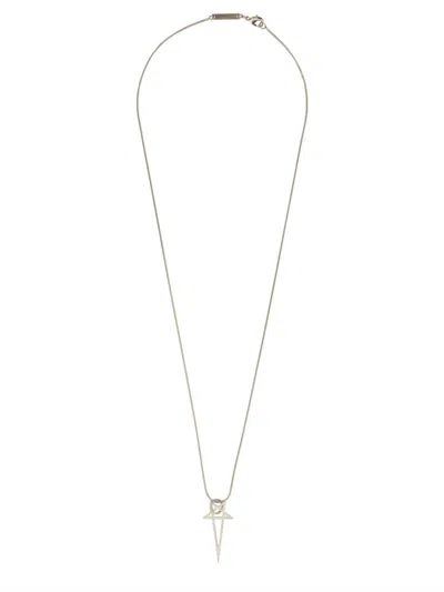 Rick Owens Colwool Pentagram Charm Necklace In Silver