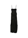 Rick Owens Panelled Satin Midi Slip Dress In Black