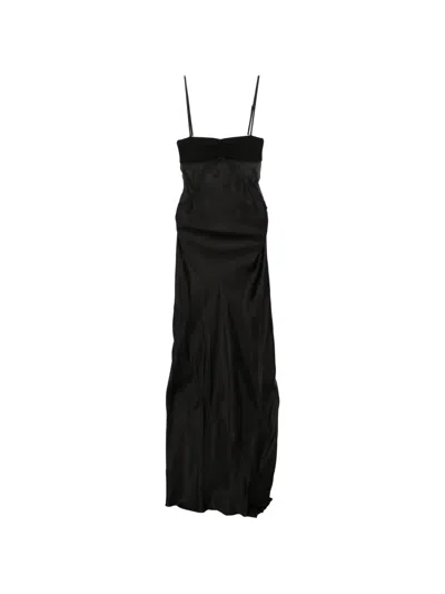 Rick Owens Combo Slip Maxi Dress In Black