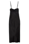 Rick Owens Panelled Satin Midi Slip Dress In Black