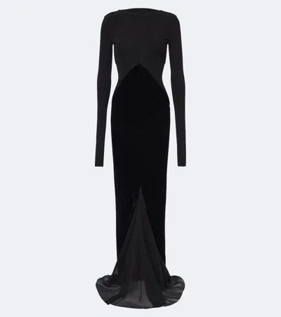 Rick Owens Combo Tulle-trimmed Gown In Black