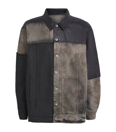 Rick Owens Combo Worker Denim Jacket In Black
