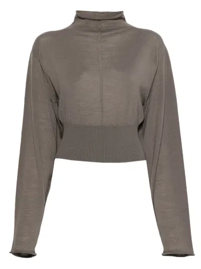 Rick Owens Con High-neck Top In Gray