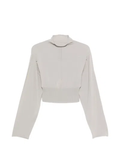 Rick Owens Con Mock-neck Cropped Sweater In Gray