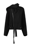 Rick Owens Concordia Cropped Scarf Flight Jacket In Black