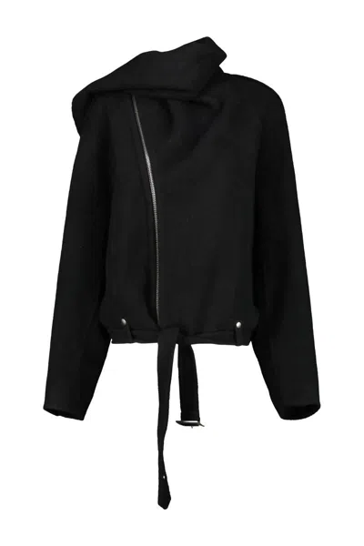 RICK OWENS RICK OWENS CONCORDIA CROPPED SCARF FLIGHT JACKET CLOTHING