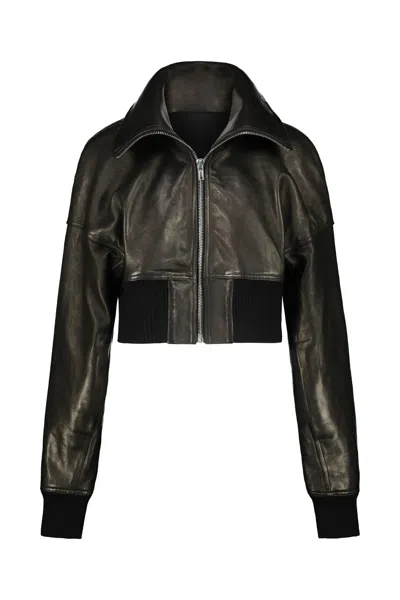 Rick Owens Concordia Dracucollar Cropped Jacket In Black