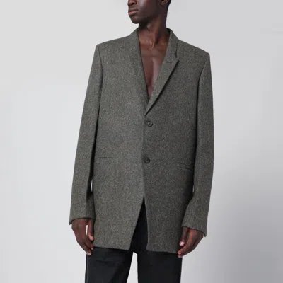 Rick Owens Concordian Single-breasted Wool Jacket In Green