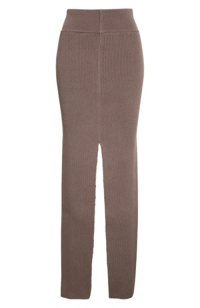 Rick Owens Concordian Sliced Wool Knit Skirt In Brown