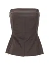 Rick Owens Brown Solid Strapless Top