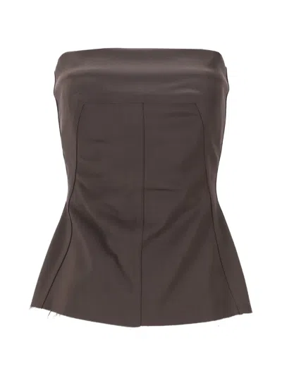 Rick Owens Strapless Bustier Top Fitted Silhouette Panels In Brown