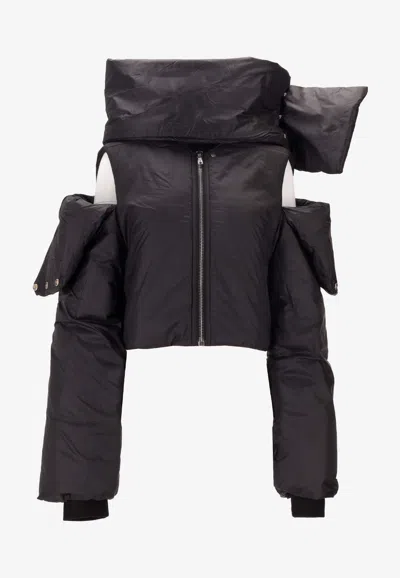 Rick Owens Concordians Convertible Cropped Jacket In Black