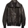 Rick Owens Concordians Dracucollar Leather Flight Jacket In Black