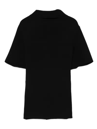 Rick Owens Concordians Draped Short-sleeve Top In Black