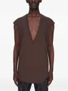 Rick Owens Concordians Dylan Deep V-neck T-shirt In Brown