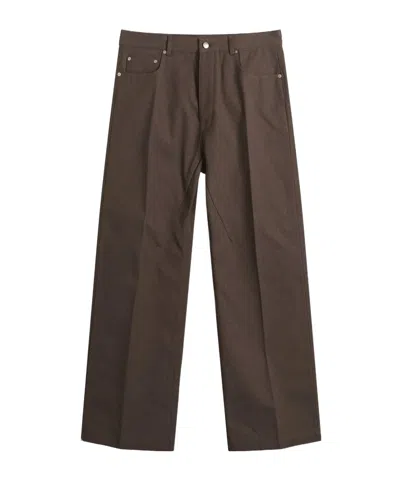 Rick Owens Geth Straight-leg Organic Cotton-blend Canvas Trousers In Brown