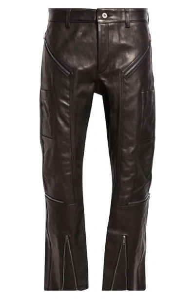 Rick Owens Concordians Headon Leather Jeans In Black