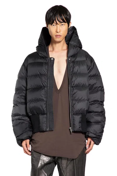 Rick Owens Concordians Hooded Down Jacket In Black