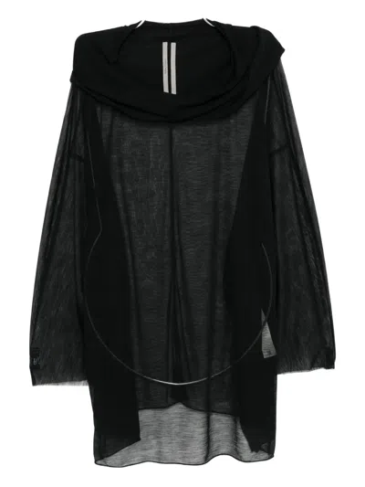 Rick Owens Concordians Hooded Top In Black