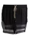 Rick Owens Womens Black Sheer Relaxed-fit Silk Boxer Shorts In Black