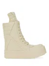 Rick Owens White High-top Sneakers With Platform Sole In Sand