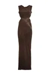 Rick Owens Concordians Open Back Gown In Brown