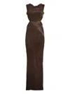 Rick Owens Concordians Open Back Gown In Brown