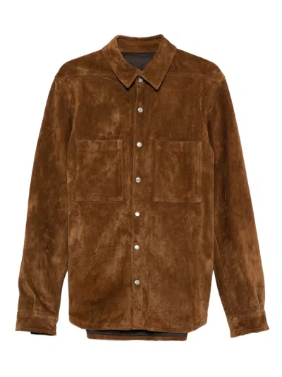 Rick Owens Concordians Outershirt In Brown