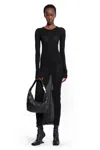 Rick Owens Concordians Rib Long Sleeve Dress In Black