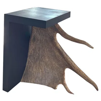 Pre-owned Rick Owens Contemporary Black Stag T Stool / Side Table By