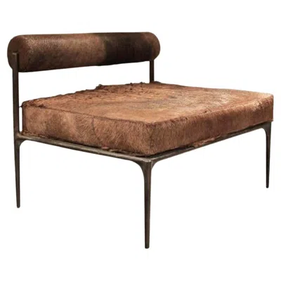 Pre-owned Rick Owens Contemporary Camel Upholstered Bench, Alchemy Bench By  In Brown